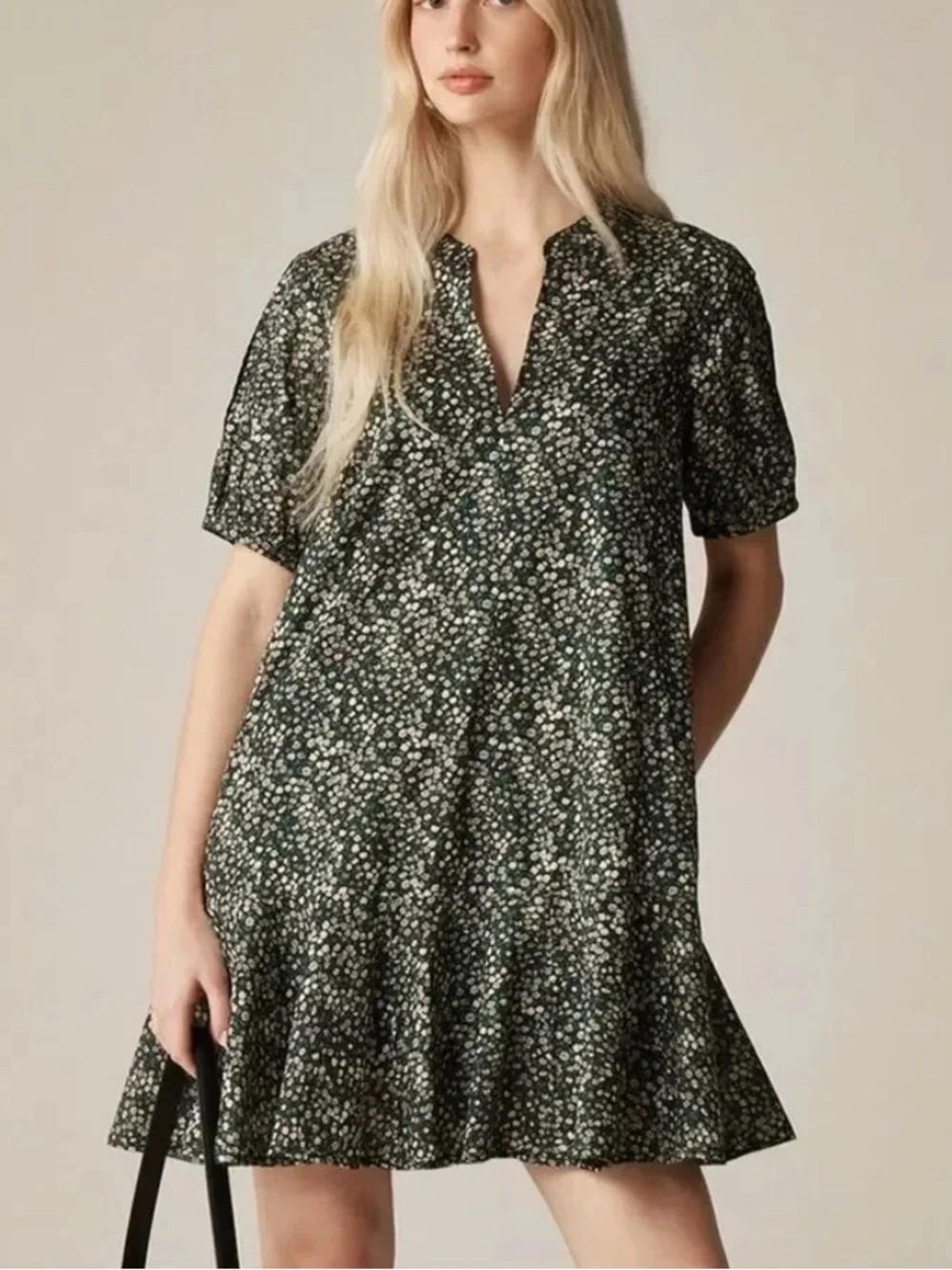 J. Crew Cotton Liberty Fabric Short Sleeve Dress Delilah Pockets Size XS Tall